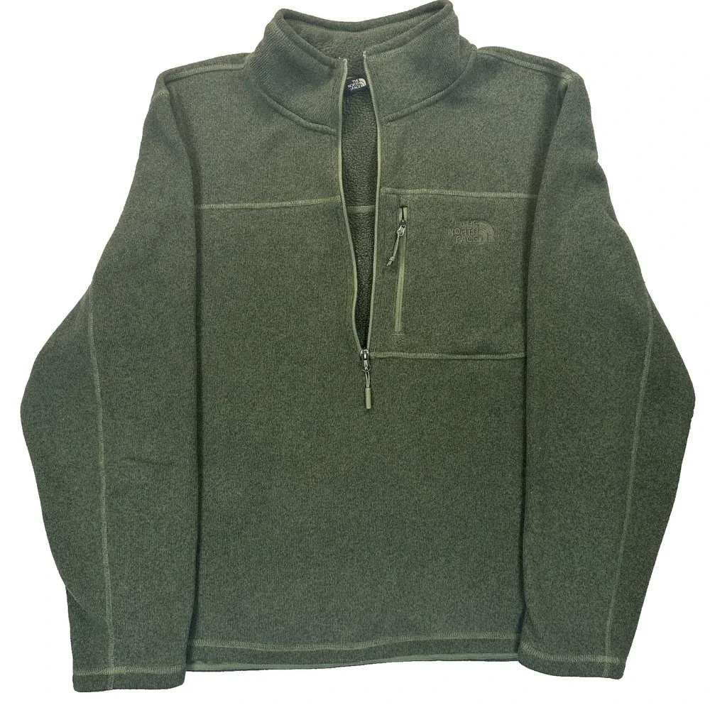 The North Face Mens XL Olive Green Sweater Fleece Half Zip Pullover Jacket